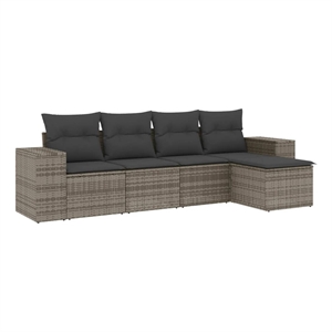 Afuera Living Contemporary 5 Piece Poly Rattan Sofa Set in Gray