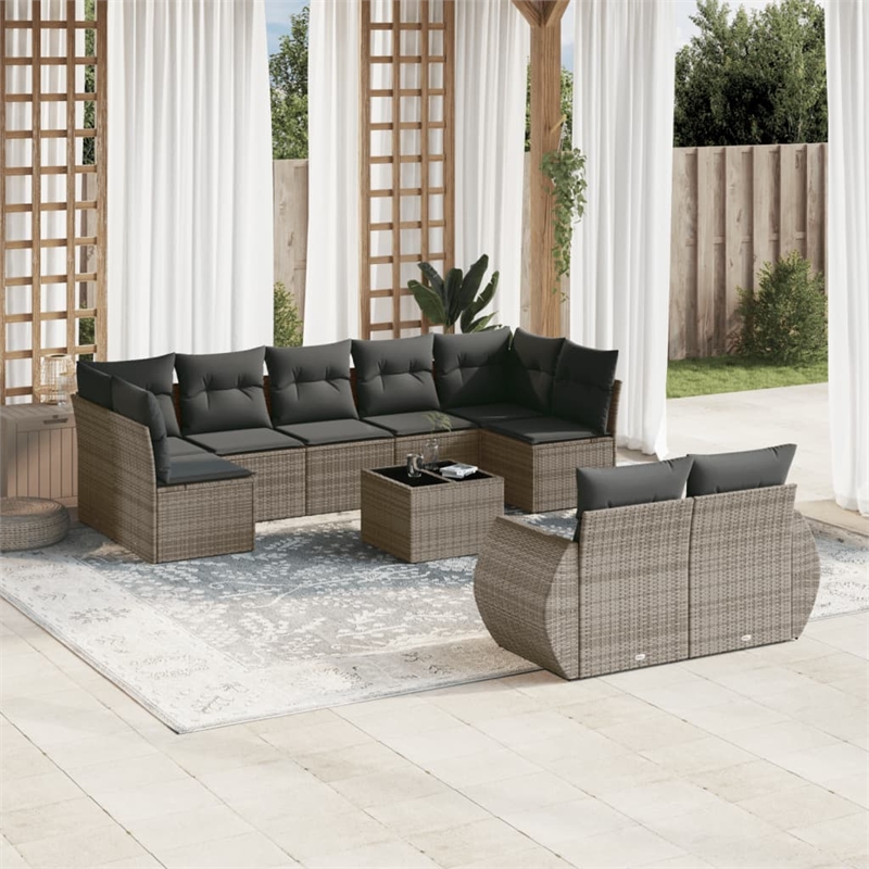 Afuera Living Contemporary 10 Piece Steel Medium Sofa Set in Gray