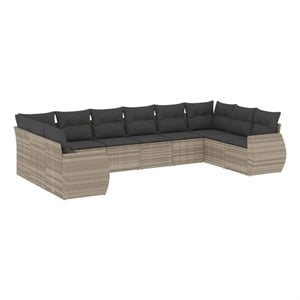 Afuera Living Contemporary 10 Piece Poly Rattan Large Sofa Set in Gray
