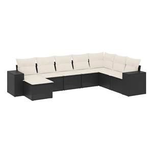 Afuera Living Contemporary Synthetic Poly Rattan 8 Piece Sofa Set in Black