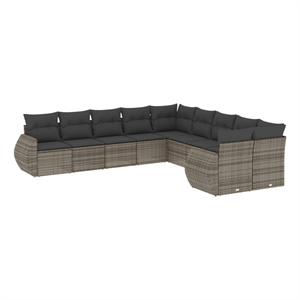 Afuera Living Contemporary Poly Rattan Small Sofa Set in Gray