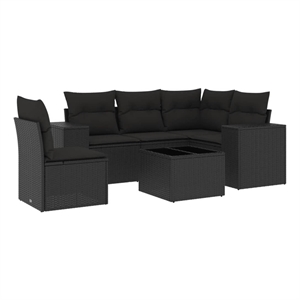 Afuera Living Contemporary 6 Piece Poly Rattan Sofa Set in Black