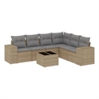 Afuera Living Contemporary 7 Piece Small Sofa Set in Gray/Beige