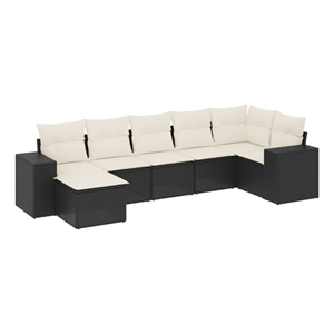 Afuera Living Contemporary Synthetic Poly Rattan  Sofa Set in Black/Cream