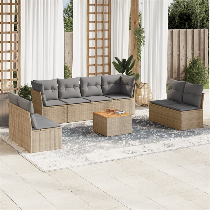 Afuera Living Contemporary 9 Piece Steel Sofa Set in Gray/Beige