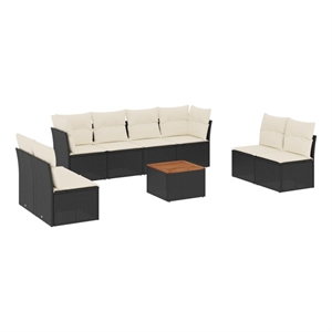 Afuera Living Contemporary 9 Piece Solid Acacia Wood Sofa Set in Black