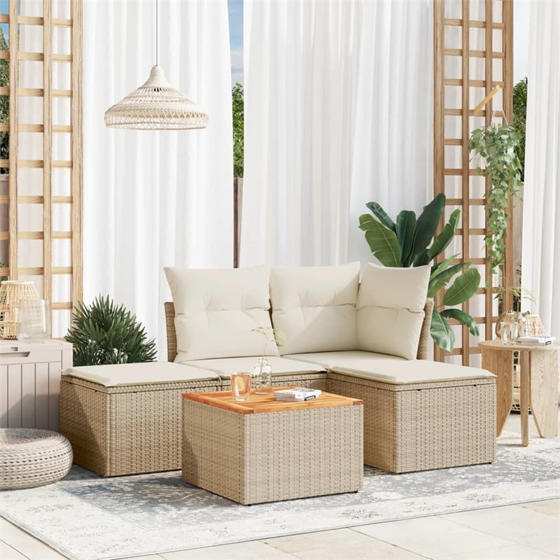 Afuera Living Contemporary 5 Piece Steel Small Sofa Set in Beige