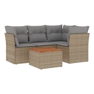 Afuera Living Contemporary 5 Piece Steel Sofa Set in Gray/Beige