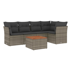 Afuera Living Contemporary 6 Piece Poly Rattan Sofa Set in Gray