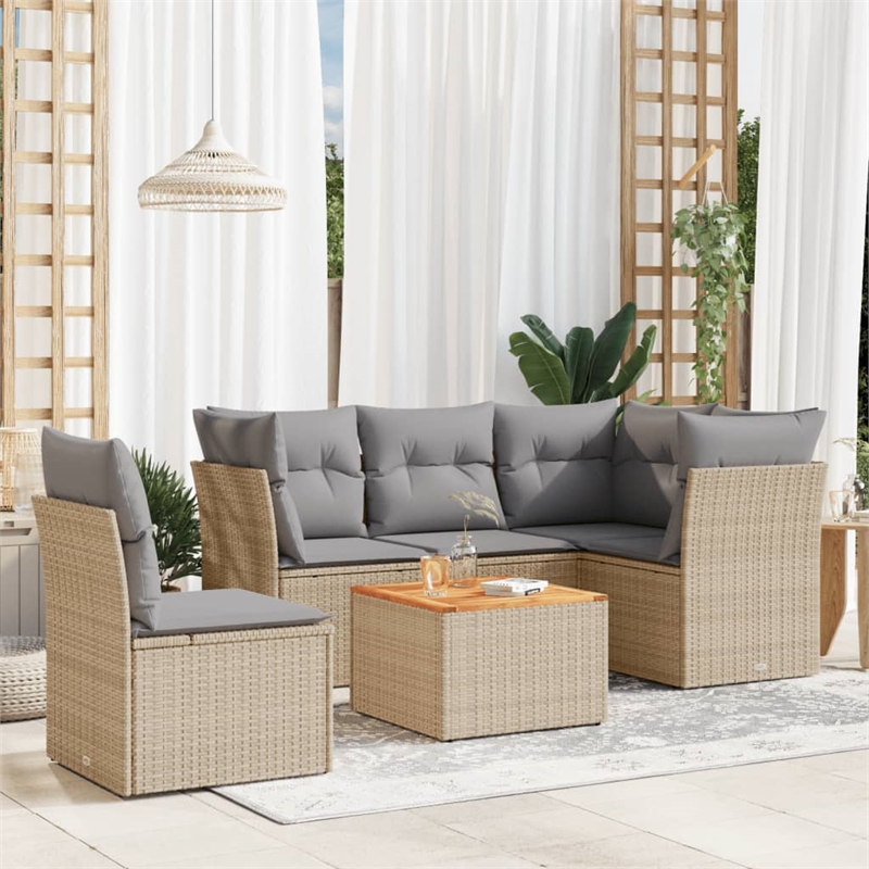 Afuera Living Contemporary 6 Piece Steel Patio Sofa Set Beige/Gray
