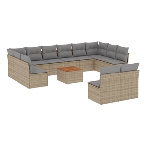 Afuera Living Contemporary 13 Piece Poly Rattan Sofa Set in Gray/Beige