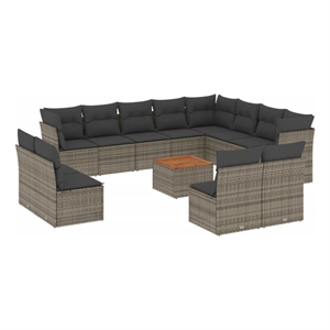 Afuera Living Contemporary 13 Piece Poly Rattan Sofa Set in Gray