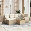Afuera Living Contemporary 7 Piece Steel Sofa Set in Cream/Beige