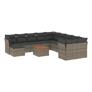 Afuera Living Contemporary Synthetic Poly Rattan Garden Sofa Set in Gray