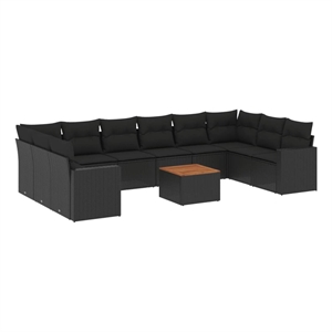 Afuera Living Contemporary Solid Acacia Wood Sofa Set in Black