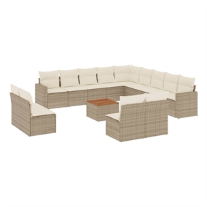 Afuera Living Contemporary Synthetic Poly Rattan Large Sofa Set in Cream/Beige