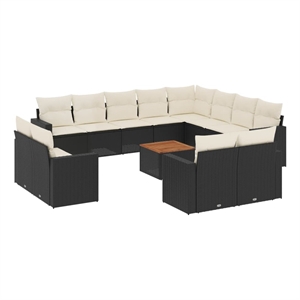 Afuera Living Contemporary Poly Rattan Large Sofa Set in Black