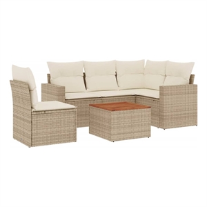 Afuera Living Contemporary Synthetic Poly Rattan  Sofa Set in Beige