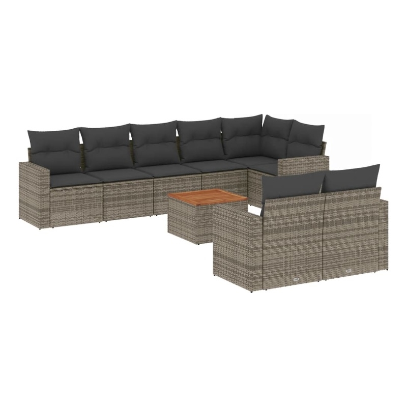 Afuera Living Contemporary 9 Piece Steel Large Sofa Set in Gray