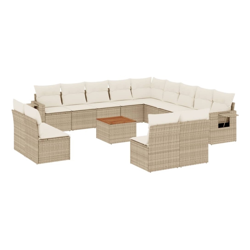 Afuera Living Contemporary 14 Piece Steel Large Sofa Set in Beige