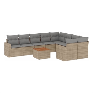Afuera Living Contemporary Poly Rattan Sofa Set in Gray/Beige