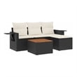 Afuera Living Contemporary Synthetic Poly Rattan 5 Piece Sofa Set in Black/Cream