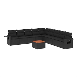 Afuera Living Contemporary 10 Piece Poly Rattan Sofa Set in Black