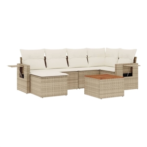 Afuera Living Contemporary Poly Rattan Medium Sofa Set in Beige