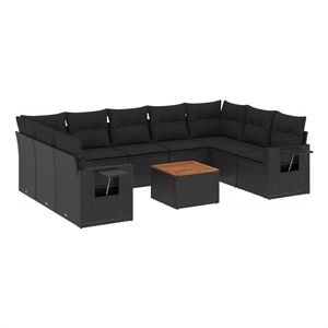 Afuera Living Contemporary Solid Acacia Wood Sofa Set in Black