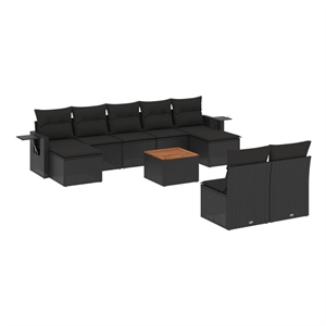 Afuera Living Contemporary Poly Rattan Large Sofa Set in Black