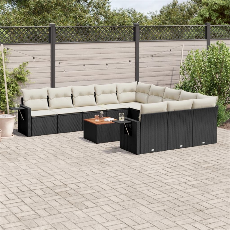 Afuera Living Contemporary Steel Large Sofa Set in Black/Cream