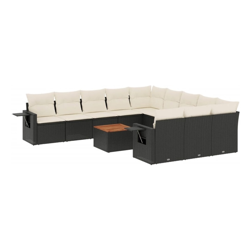 Afuera Living Contemporary Steel Large Sofa Set in Black/Cream