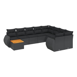 Afuera Living Contemporary 10 Piece Poly Rattan Small Sofa Set in Black