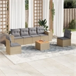 Afuera Living 7 Piece Solid Acacia Wood Sofa Set in Gray/Beige