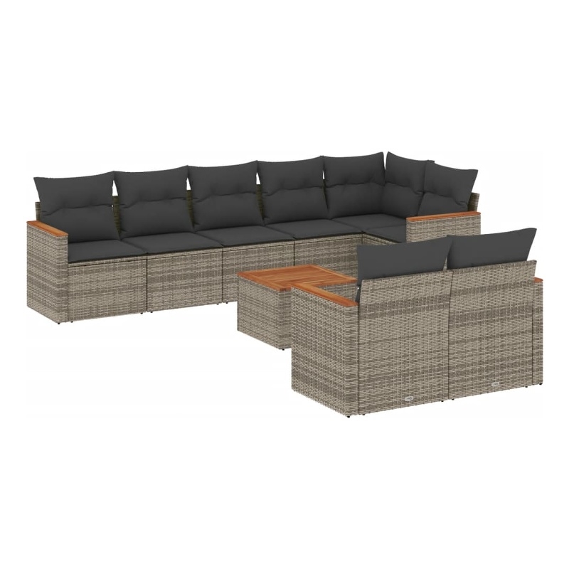 Afuera Living Contemporary Solid Acacia Wood Large Sofa Set in Gray