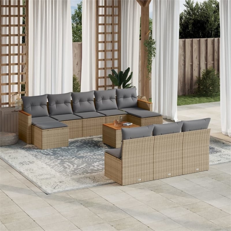 Afuera Living Contemporary 11 Piece Small Sofa Set in Gray/Beige