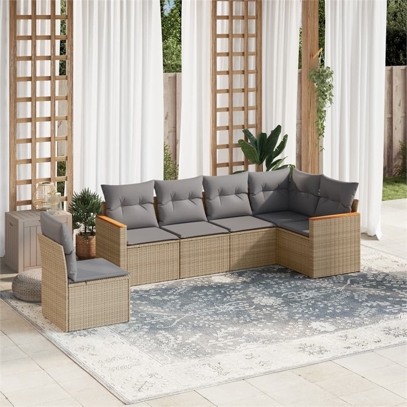 Afuera Living Contemporary 6 Piece Steel Large Sofa Set in Beige