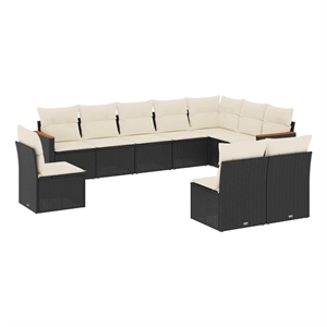 Afuera Living Contemporary 10 Piece Steel Sofa Set in Black/Cream