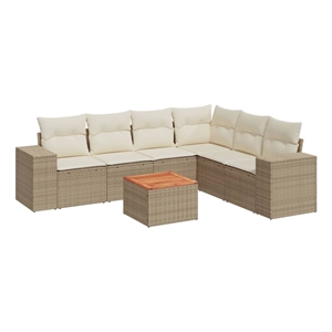 Afuera Living Contemporary 7 Piece Steel Sofa Set in Cream/Beige
