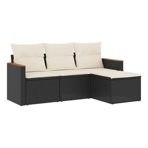 Afuera Living Contemporary 4 Piece Steel Sofa Set in Black/Cream
