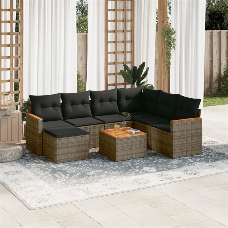 Afuera Living Contemporary 8 Piece Steel Large Sofa Set in Gray