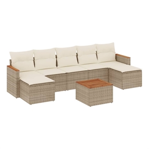 Afuera Living Contemporary 8 Piece Solid Acacia Wood Sofa Set in Beige