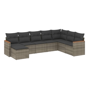 Afuera Living Contemporary Synthetic Poly Rattan 8 Piece  Sofa Set in Gray