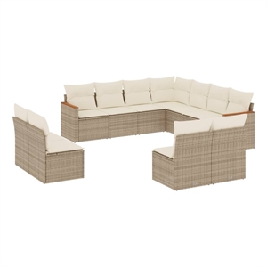 Afuera Living Contemporary 11 Piece Steel Sofa Set in Cream/Beige