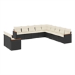 Afuera Living Contemporary Steel Large Sofa Set in Black/Cream