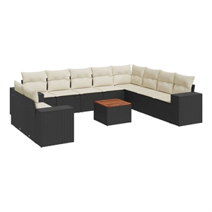 Afuera Living Contemporary 11 Piece Steel Sofa Set in Black/Cream