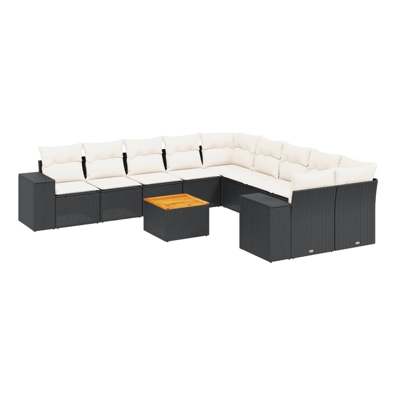 Afuera Living Contemporary 11 Piece Small Sofa Set in Black/Cream