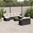 Afuera Living Synthetic Poly Rattan 10 Piece Sofa Set in Black/Cream