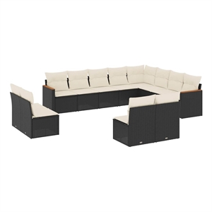 Afuera Living Synthetic Poly Rattan 12 Piece Large Sofa Set in Black