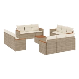 Afuera Living Contemporary 13 Piece Solid Acacia Wood Sofa Set in Beige